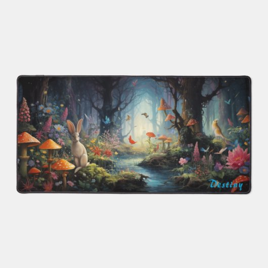 Gepersonaliseerde Magic Mushroom Forest Desk Mat (Voorkant)