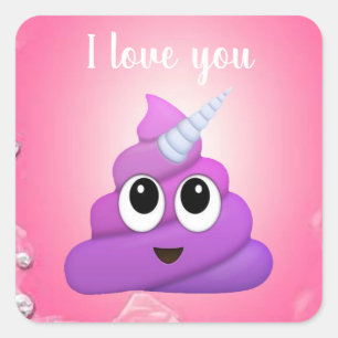 Gepersonaliseerde Magische Eenhoorn Poop Emoji Vierkante Sticker