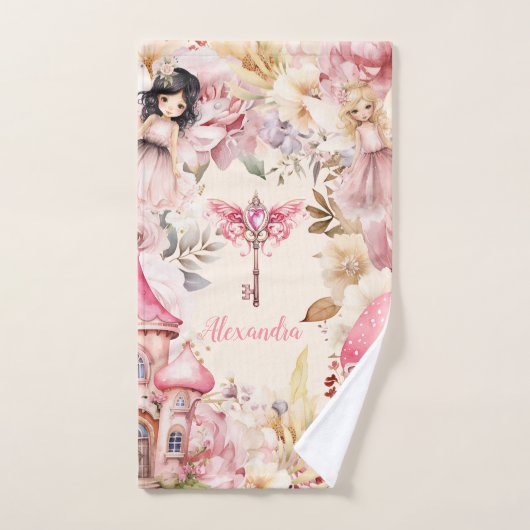 Gepersonaliseerde magische fee bloementuin Pixie Bad Handdoek (Handdoek)