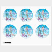 Gepersonaliseerde magische glitter zeemeermin Stic Ronde Sticker (Vel)