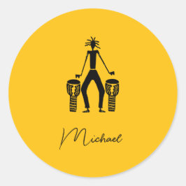Gepersonaliseerde, magische Silhouette Drummer Ronde Sticker
