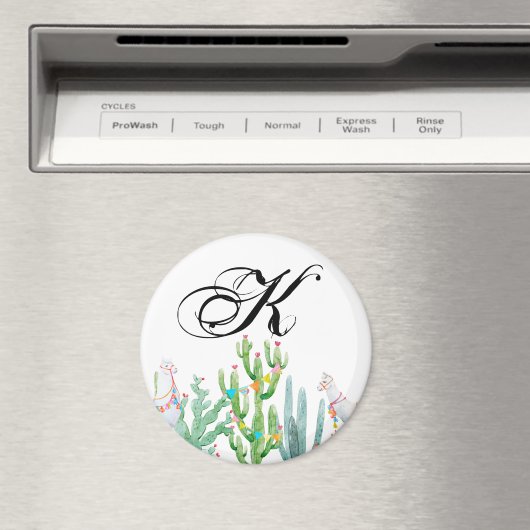 Gepersonaliseerde magneet Boho Llama Bohemian Cact (Insitu (Vaatwasser))