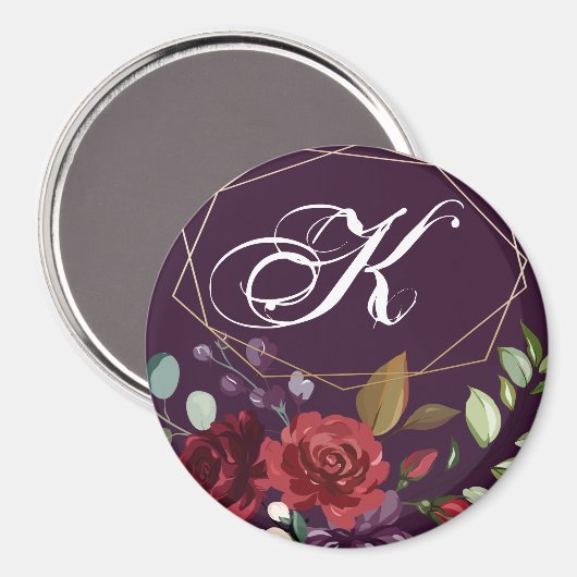 Gepersonaliseerde magneet pruim Paarse Rozen goude (Voorkant / Achterkant)