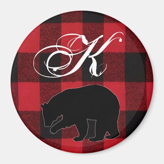 Gepersonaliseerde magneet Red Buffalo Plaid Beer Z (Voorkant)