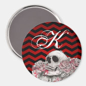 Gepersonaliseerde magneet schedel Roos Gotische Ch (Voorkant / Achterkant)