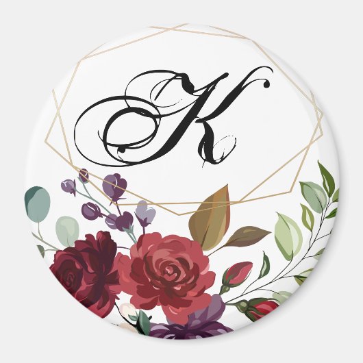 Gepersonaliseerde magneet witte rozen gouden geome (Voorkant)