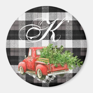 Gepersonaliseerde Magneet XMAS Truck Buffel Plaid