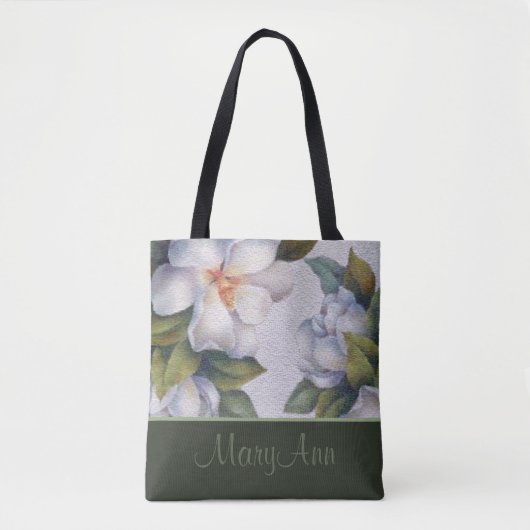 Gepersonaliseerde Magnolia Blooms Sage Green Class Tote Bag (Voorkant)