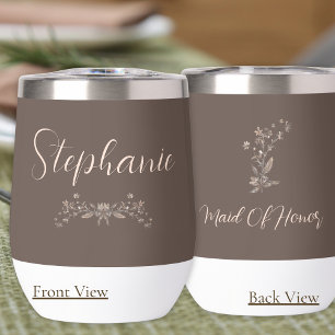 Gepersonaliseerde Maid of Honor Elegant Mocha Scri
