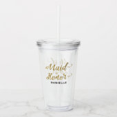 Gepersonaliseerde Maid of Honor Gold Glitter Acryl Drinkbeker (Voorkant)