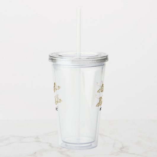 Gepersonaliseerde Maid of Honor Gold Glitter Acryl Drinkbeker (Rechts)