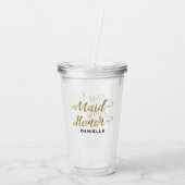 Gepersonaliseerde Maid of Honor Gold Glitter Acryl Drinkbeker (Achterkant)