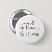 Gepersonaliseerde Maid of Honor Roos Gold Glitter  Ronde Button 5,7 Cm (Voorkant /achterkant)