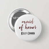 Gepersonaliseerde Maid of Honor Roos Gold Glitter Ronde Button 5,7 Cm (Voorkant /achterkant)