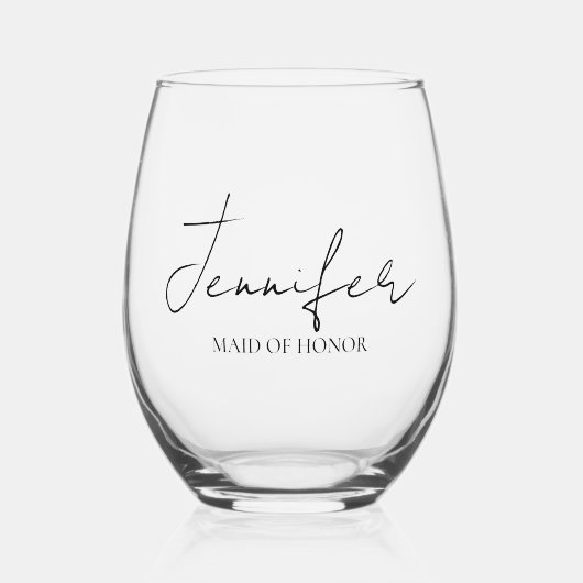 Gepersonaliseerde Maid of Honor Stemless wijnglas Wijnglas Zonder Voet (Voorkant)