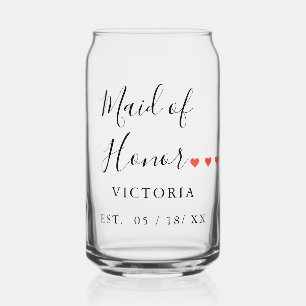 Gepersonaliseerde Maid of Honor w. Hearts Blikvorm Glas