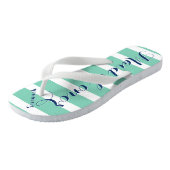 Gepersonaliseerde Maid van de Honor Navy en Mint Teenslippers (Schuin)