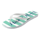 Gepersonaliseerde Maid van de Honor Navy en Mint Teenslippers (Schuin)