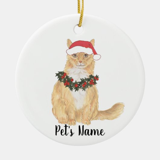 Gepersonaliseerde Maine Coon (Oranje) Cat Keramisch Ornament (Voorkant)