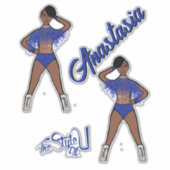 Gepersonaliseerde Majorette / Dancer Blue Fringe Sticker (Voorkant)