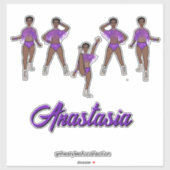 Gepersonaliseerde Majorette / Dancer Paarse Fringe Sticker (Vel)