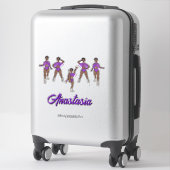 Gepersonaliseerde Majorette / Dancer Paarse Fringe Sticker (Koffer)