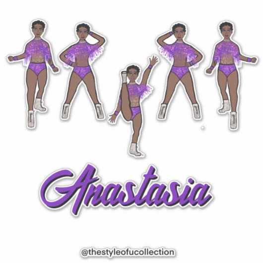 Gepersonaliseerde Majorette / Dancer Paarse Fringe Sticker (Voorkant)