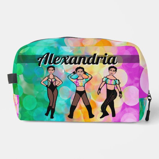 Gepersonaliseerde Majorette Dancer Pastel & Zwart  Toilettasje (Voorkant)