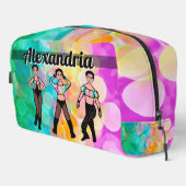 Gepersonaliseerde Majorette Dancer Pastel & Zwart  Toilettasje (Rechterhoek)