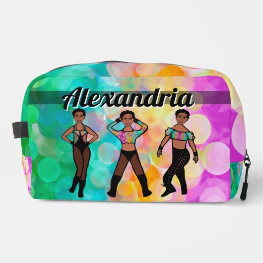 Gepersonaliseerde Majorette Dancer Pastel & Zwart Toilettasje (Voorkant)