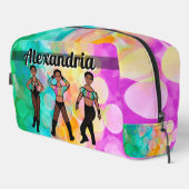 Gepersonaliseerde Majorette Dancer Pastel & Zwart Toilettasje (Rechterhoek)