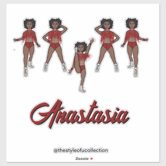 Gepersonaliseerde Majorette / Dancer Red Fringe Sticker (Vel)