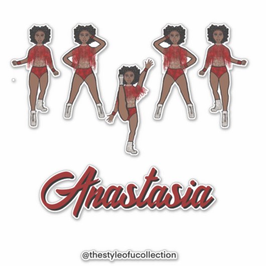 Gepersonaliseerde Majorette / Dancer Red Fringe Sticker (Voorkant)