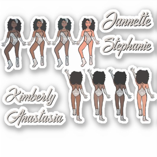 Gepersonaliseerde Majorette / Dancer Stickers Zilv (Voorkant)