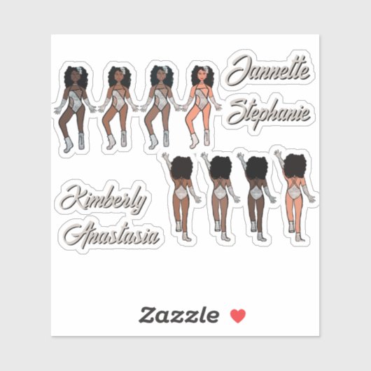Gepersonaliseerde Majorette / Dancer Stickers Zilv (Vel)