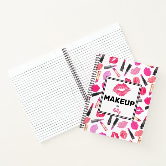 Gepersonaliseerde make-up artiest Waterverf make-u Notitieboek (Binnen)