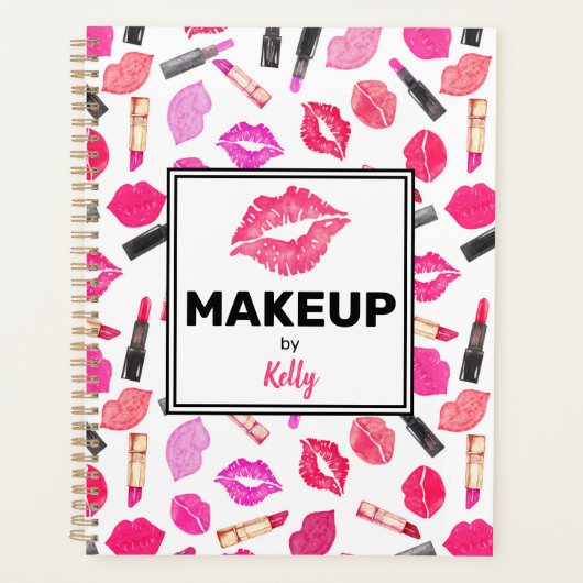 Gepersonaliseerde make-up artiest Waterverf make-u Planner (Voorkant)