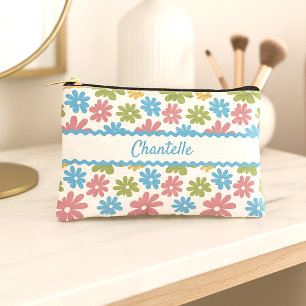 Gepersonaliseerde make-uptas met retro bloemenprin etui