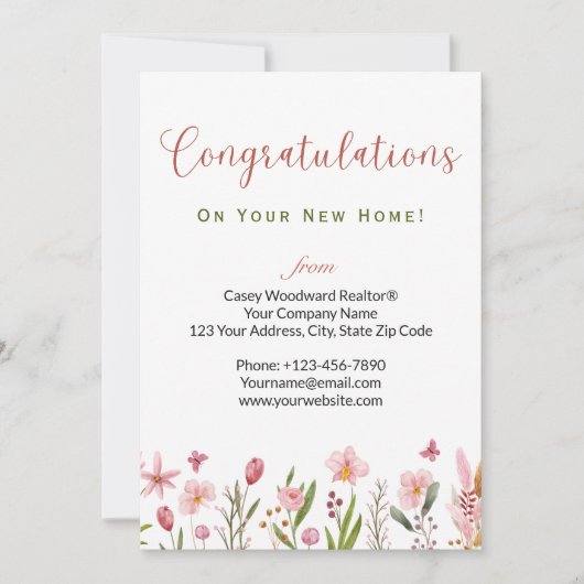 Gepersonaliseerde makelaar Gefeliciteerd klant Flo Kaart (Voorkant)