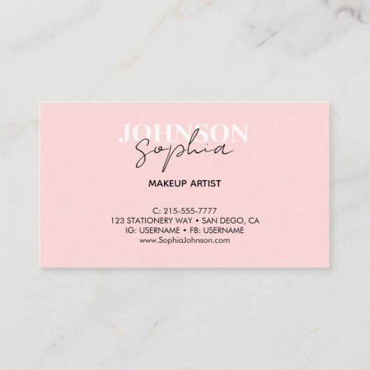 gepersonaliseerde Makeup Artist Roze Blush Beauty  Visitekaartje (Achterkant)