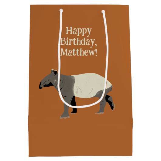Gepersonaliseerde Maleisische of Aziatische Tapir  Medium Cadeauzakje (Achterkant)