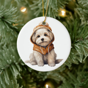 Gepersonaliseerde Maltese hondenkunst Keramisch Ornament