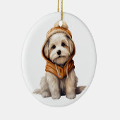 Gepersonaliseerde Maltese hondenkunst Keramisch Ornament (Rechts)