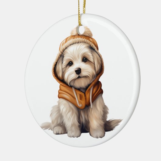 Gepersonaliseerde Maltese hondenkunst Keramisch Ornament (Links)
