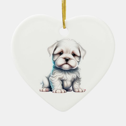 Gepersonaliseerde Maltese puppy Keramisch Ornament (Voorkant)