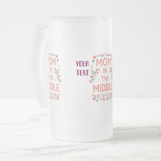 Gepersonaliseerde Mam Bloemen Aangepaste Tekst Gif Matglas Bierpul (Voorkant links)