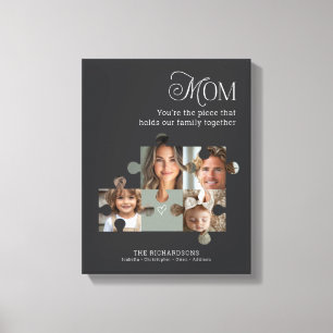 Gepersonaliseerde Mam Familie Puzzel Collage 4 Fot Canvas Afdruk