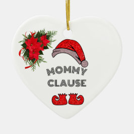 Gepersonaliseerde Mama Clause Bloemen Hartvormig Keramisch Ornament