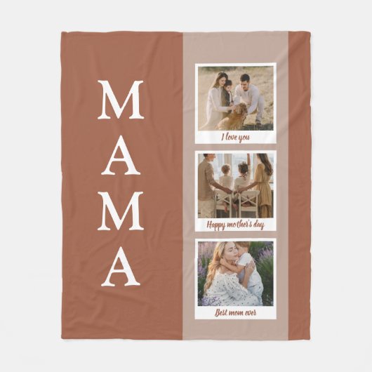 Gepersonaliseerde Mama Deken met 3 Foto's & Custom (Voorkant)