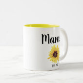 Gepersonaliseerde Mamá Est. Zonnebloem, geverfd Tweekleurige Koffiemok (Voorkant rechts)